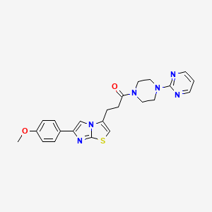 molecular formula C23H24N6O2S B6556743 3-[6-(4-methoxyphenyl)imidazo[2,1-b][1,3]thiazol-3-yl]-1-[4-(pyrimidin-2-yl)piperazin-1-yl]propan-1-one CAS No. 1040645-36-0