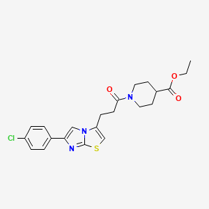 molecular formula C22H24ClN3O3S B6556756 ethyl 1-{3-[6-(4-chlorophenyl)imidazo[2,1-b][1,3]thiazol-3-yl]propanoyl}piperidine-4-carboxylate CAS No. 1040646-10-3