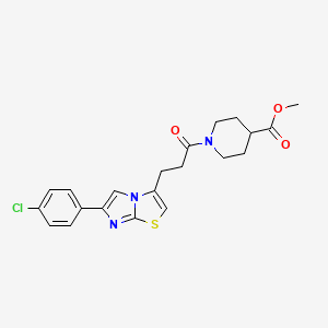 molecular formula C21H22ClN3O3S B6556768 methyl 1-{3-[6-(4-chlorophenyl)imidazo[2,1-b][1,3]thiazol-3-yl]propanoyl}piperidine-4-carboxylate CAS No. 1040646-17-0