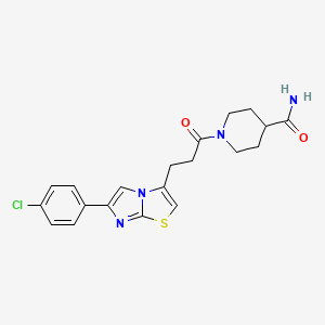 molecular formula C20H21ClN4O2S B6556774 1-{3-[6-(4-chlorophenyl)imidazo[2,1-b][1,3]thiazol-3-yl]propanoyl}piperidine-4-carboxamide CAS No. 1040646-24-9