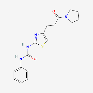 molecular formula C17H20N4O2S B6556787 3-{4-[3-oxo-3-(pyrrolidin-1-yl)propyl]-1,3-thiazol-2-yl}-1-phenylurea CAS No. 1040647-59-3