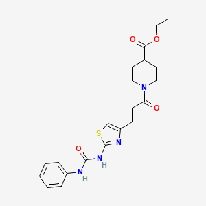 molecular formula C21H26N4O4S B6556793 ethyl 1-(3-{2-[(phenylcarbamoyl)amino]-1,3-thiazol-4-yl}propanoyl)piperidine-4-carboxylate CAS No. 1040647-64-0