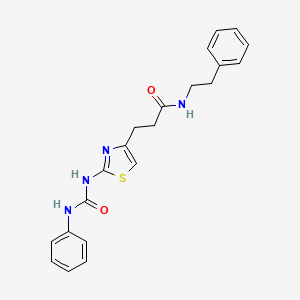 molecular formula C21H22N4O2S B6556834 3-{2-[(phenylcarbamoyl)amino]-1,3-thiazol-4-yl}-N-(2-phenylethyl)propanamide CAS No. 1040648-14-3