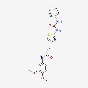 molecular formula C21H22N4O4S B6556839 N-(3,4-dimethoxyphenyl)-3-{2-[(phenylcarbamoyl)amino]-1,3-thiazol-4-yl}propanamide CAS No. 1040648-24-5