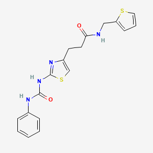 molecular formula C18H18N4O2S2 B6556844 3-{2-[(phenylcarbamoyl)amino]-1,3-thiazol-4-yl}-N-[(thiophen-2-yl)methyl]propanamide CAS No. 1040648-09-6