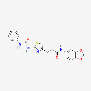 molecular formula C20H18N4O4S B6556849 N-(2H-1,3-benzodioxol-5-yl)-3-{2-[(phenylcarbamoyl)amino]-1,3-thiazol-4-yl}propanamide CAS No. 1040648-29-0