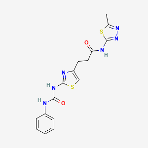 molecular formula C16H16N6O2S2 B6556872 N-(5-methyl-1,3,4-thiadiazol-2-yl)-3-{2-[(phenylcarbamoyl)amino]-1,3-thiazol-4-yl}propanamide CAS No. 1040648-49-4