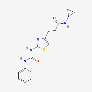 molecular formula C16H18N4O2S B6556876 N-cyclopropyl-3-{2-[(phenylcarbamoyl)amino]-1,3-thiazol-4-yl}propanamide CAS No. 1040648-66-5