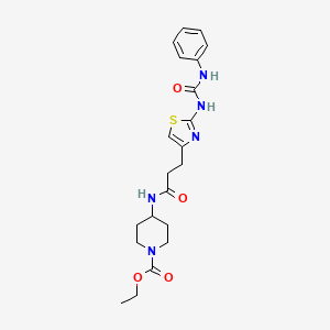 molecular formula C21H27N5O4S B6556897 ethyl 4-(3-{2-[(phenylcarbamoyl)amino]-1,3-thiazol-4-yl}propanamido)piperidine-1-carboxylate CAS No. 1040648-91-6