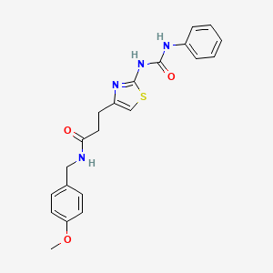 molecular formula C21H22N4O3S B6556905 N-[(4-methoxyphenyl)methyl]-3-{2-[(phenylcarbamoyl)amino]-1,3-thiazol-4-yl}propanamide CAS No. 1040649-07-7