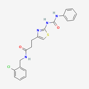 molecular formula C20H19ClN4O2S B6556913 N-[(2-chlorophenyl)methyl]-3-{2-[(phenylcarbamoyl)amino]-1,3-thiazol-4-yl}propanamide CAS No. 1040649-03-3