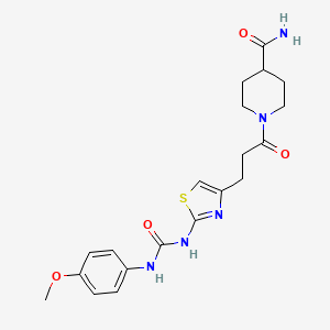 molecular formula C20H25N5O4S B6556944 1-[3-(2-{[(4-methoxyphenyl)carbamoyl]amino}-1,3-thiazol-4-yl)propanoyl]piperidine-4-carboxamide CAS No. 1040665-55-1