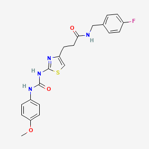 molecular formula C21H21FN4O3S B6556955 N-[(4-fluorophenyl)methyl]-3-(2-{[(4-methoxyphenyl)carbamoyl]amino}-1,3-thiazol-4-yl)propanamide CAS No. 1040665-70-0