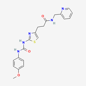 molecular formula C20H21N5O3S B6556959 3-(2-{[(4-methoxyphenyl)carbamoyl]amino}-1,3-thiazol-4-yl)-N-[(pyridin-2-yl)methyl]propanamide CAS No. 1040665-84-6