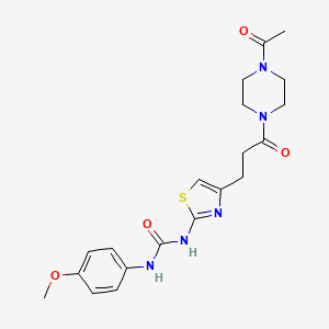 molecular formula C20H25N5O4S B6556978 3-{4-[3-(4-acetylpiperazin-1-yl)-3-oxopropyl]-1,3-thiazol-2-yl}-1-(4-methoxyphenyl)urea CAS No. 1040666-38-3