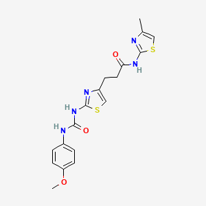 molecular formula C18H19N5O3S2 B6556985 3-(2-{[(4-methoxyphenyl)carbamoyl]amino}-1,3-thiazol-4-yl)-N-(4-methyl-1,3-thiazol-2-yl)propanamide CAS No. 1040666-30-5