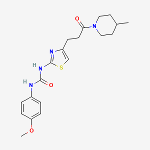 molecular formula C20H26N4O3S B6556992 1-(4-methoxyphenyl)-3-{4-[3-(4-methylpiperidin-1-yl)-3-oxopropyl]-1,3-thiazol-2-yl}urea CAS No. 1040666-63-4