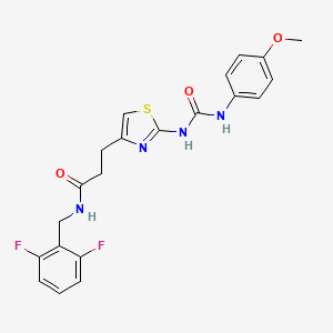 molecular formula C21H20F2N4O3S B6557015 N-[(2,6-difluorophenyl)methyl]-3-(2-{[(4-methoxyphenyl)carbamoyl]amino}-1,3-thiazol-4-yl)propanamide CAS No. 1040666-98-5
