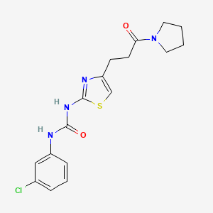 molecular formula C17H19ClN4O2S B6557021 1-(3-chlorophenyl)-3-{4-[3-oxo-3-(pyrrolidin-1-yl)propyl]-1,3-thiazol-2-yl}urea CAS No. 1040667-12-6