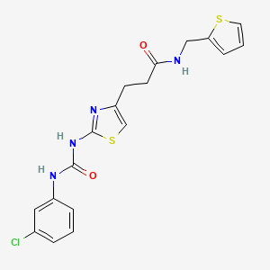 molecular formula C18H17ClN4O2S2 B6557038 3-(2-{[(3-chlorophenyl)carbamoyl]amino}-1,3-thiazol-4-yl)-N-[(thiophen-2-yl)methyl]propanamide CAS No. 1040667-44-4