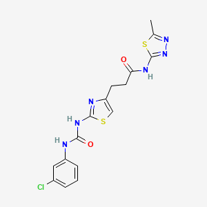 molecular formula C16H15ClN6O2S2 B6557064 3-(2-{[(3-chlorophenyl)carbamoyl]amino}-1,3-thiazol-4-yl)-N-(5-methyl-1,3,4-thiadiazol-2-yl)propanamide CAS No. 1040667-68-2