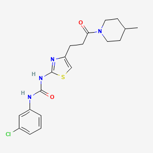 molecular formula C19H23ClN4O2S B6557087 1-(3-chlorophenyl)-3-{4-[3-(4-methylpiperidin-1-yl)-3-oxopropyl]-1,3-thiazol-2-yl}urea CAS No. 1040667-98-8
