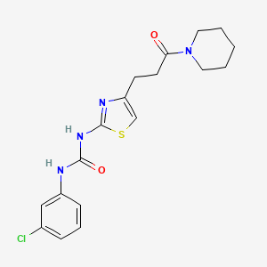 molecular formula C18H21ClN4O2S B6557092 1-(3-chlorophenyl)-3-{4-[3-oxo-3-(piperidin-1-yl)propyl]-1,3-thiazol-2-yl}urea CAS No. 1040667-92-2