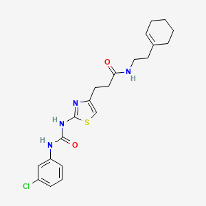 molecular formula C21H25ClN4O2S B6557105 3-(2-{[(3-chlorophenyl)carbamoyl]amino}-1,3-thiazol-4-yl)-N-[2-(cyclohex-1-en-1-yl)ethyl]propanamide CAS No. 1040668-23-2