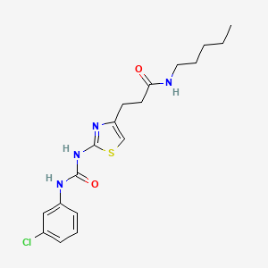 molecular formula C18H23ClN4O2S B6557118 3-(2-{[(3-chlorophenyl)carbamoyl]amino}-1,3-thiazol-4-yl)-N-pentylpropanamide CAS No. 1040668-47-0