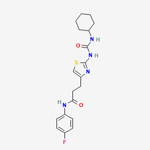 molecular formula C19H23FN4O2S B6557142 3-{2-[(cyclohexylcarbamoyl)amino]-1,3-thiazol-4-yl}-N-(4-fluorophenyl)propanamide CAS No. 1040669-08-6