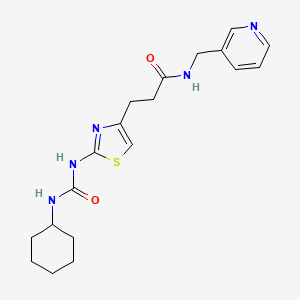 molecular formula C19H25N5O2S B6557146 3-{2-[(cyclohexylcarbamoyl)amino]-1,3-thiazol-4-yl}-N-[(pyridin-3-yl)methyl]propanamide CAS No. 1040668-96-9