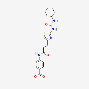 molecular formula C21H26N4O4S B6557159 methyl 4-(3-{2-[(cyclohexylcarbamoyl)amino]-1,3-thiazol-4-yl}propanamido)benzoate CAS No. 1040669-14-4