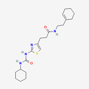 molecular formula C21H32N4O2S B6557183 N-[2-(cyclohex-1-en-1-yl)ethyl]-3-{2-[(cyclohexylcarbamoyl)amino]-1,3-thiazol-4-yl}propanamide CAS No. 1040669-75-7