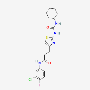 molecular formula C19H22ClFN4O2S B6557193 N-(3-chloro-4-fluorophenyl)-3-{2-[(cyclohexylcarbamoyl)amino]-1,3-thiazol-4-yl}propanamide CAS No. 1040670-03-8