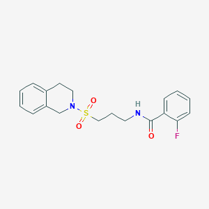 molecular formula C19H21FN2O3S B6557207 2-fluoro-N-[3-(1,2,3,4-tetrahydroisoquinoline-2-sulfonyl)propyl]benzamide CAS No. 1040670-21-0