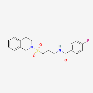 molecular formula C19H21FN2O3S B6557211 4-fluoro-N-[3-(1,2,3,4-tetrahydroisoquinoline-2-sulfonyl)propyl]benzamide CAS No. 1040670-27-6