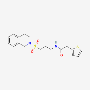 molecular formula C18H22N2O3S2 B6557247 N-[3-(1,2,3,4-tetrahydroisoquinoline-2-sulfonyl)propyl]-2-(thiophen-2-yl)acetamide CAS No. 1040670-89-0