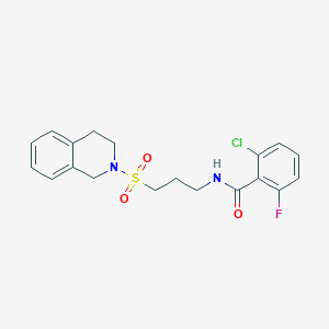 molecular formula C19H20ClFN2O3S B6557269 2-chloro-6-fluoro-N-[3-(1,2,3,4-tetrahydroisoquinoline-2-sulfonyl)propyl]benzamide CAS No. 1040641-97-1