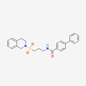 molecular formula C25H26N2O3S B6557270 N-[3-(1,2,3,4-tetrahydroisoquinoline-2-sulfonyl)propyl]-[1,1'-biphenyl]-4-carboxamide CAS No. 1040642-04-3