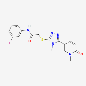 molecular formula C17H16FN5O2S B6557308 N-(3-fluorophenyl)-2-{[4-methyl-5-(1-methyl-6-oxo-1,6-dihydropyridin-3-yl)-4H-1,2,4-triazol-3-yl]sulfanyl}acetamide CAS No. 1040643-25-1