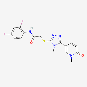 molecular formula C17H15F2N5O2S B6557327 N-(2,4-difluorophenyl)-2-{[4-methyl-5-(1-methyl-6-oxo-1,6-dihydropyridin-3-yl)-4H-1,2,4-triazol-3-yl]sulfanyl}acetamide CAS No. 1040643-41-1