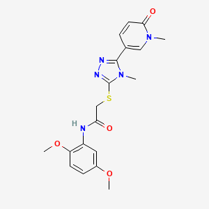 molecular formula C19H21N5O4S B6557331 N-(2,5-dimethoxyphenyl)-2-{[4-methyl-5-(1-methyl-6-oxo-1,6-dihydropyridin-3-yl)-4H-1,2,4-triazol-3-yl]sulfanyl}acetamide CAS No. 1040643-57-9