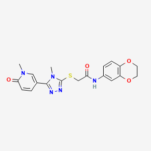 molecular formula C19H19N5O4S B6557338 N-(2,3-dihydro-1,4-benzodioxin-6-yl)-2-{[4-methyl-5-(1-methyl-6-oxo-1,6-dihydropyridin-3-yl)-4H-1,2,4-triazol-3-yl]sulfanyl}acetamide CAS No. 1040643-81-9