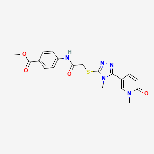 molecular formula C19H19N5O4S B6557365 methyl 4-(2-{[4-methyl-5-(1-methyl-6-oxo-1,6-dihydropyridin-3-yl)-4H-1,2,4-triazol-3-yl]sulfanyl}acetamido)benzoate CAS No. 1040644-21-0