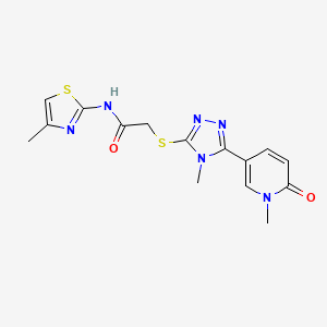 N-(4-methyl-1,3-thiazol-2-yl)-2-{[4-methyl-5-(1-methyl-6-oxo-1,6-dihydropyridin-3-yl)-4H-1,2,4-triazol-3-yl]sulfanyl}acetamide