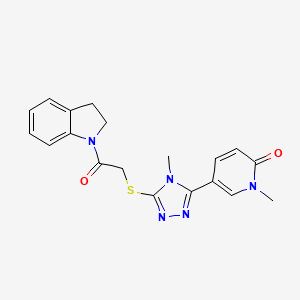 molecular formula C19H19N5O2S B6557381 5-(5-{[2-(2,3-dihydro-1H-indol-1-yl)-2-oxoethyl]sulfanyl}-4-methyl-4H-1,2,4-triazol-3-yl)-1-methyl-1,2-dihydropyridin-2-one CAS No. 1040644-85-6