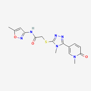 molecular formula C15H16N6O3S B6557388 N-(5-methyl-1,2-oxazol-3-yl)-2-{[4-methyl-5-(1-methyl-6-oxo-1,6-dihydropyridin-3-yl)-4H-1,2,4-triazol-3-yl]sulfanyl}acetamide CAS No. 1040644-77-6