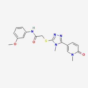 molecular formula C18H19N5O3S B6557391 N-(3-methoxyphenyl)-2-{[4-methyl-5-(1-methyl-6-oxo-1,6-dihydropyridin-3-yl)-4H-1,2,4-triazol-3-yl]sulfanyl}acetamide CAS No. 1040644-93-6