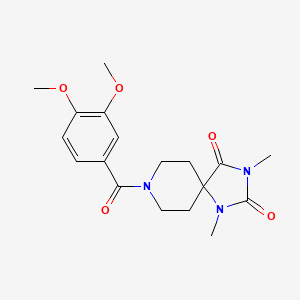 molecular formula C18H23N3O5 B6557408 8-(3,4-dimethoxybenzoyl)-1,3-dimethyl-1,3,8-triazaspiro[4.5]decane-2,4-dione CAS No. 1040647-95-7