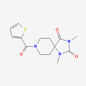 molecular formula C14H17N3O3S B6557418 1,3-dimethyl-8-(thiophene-2-carbonyl)-1,3,8-triazaspiro[4.5]decane-2,4-dione CAS No. 1040648-30-3